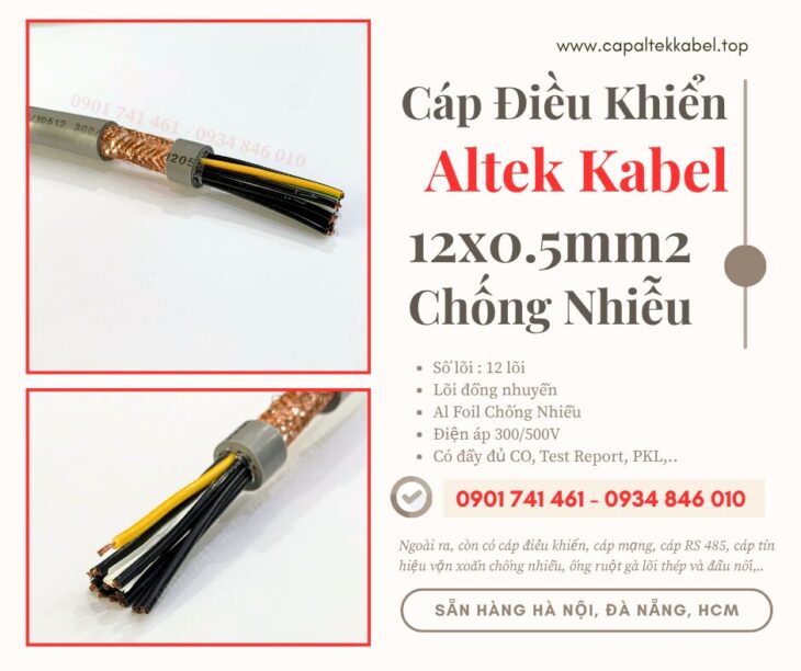 Cáp điều khiển, cáp tín hiệu 12×0.5 chống nhiễu cho thang máy
