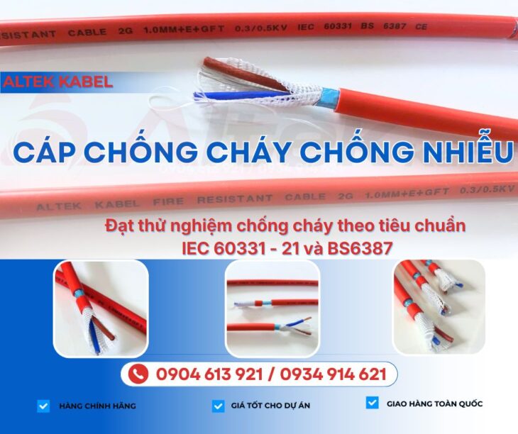 Dây tín hiệu chống cháy, chống nhiễu 2×1.5mm2 – IEC60331-BS6387