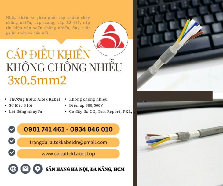 Cáp điều khiển Altek Kabel 3×0.5 không lưới chống nhiễu cho thang máy