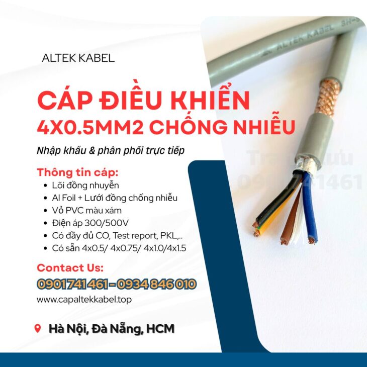 Cáp Altek Kabel 4×0.5 chống nhiễu sẵn hàng Thanh Hóa, Nghệ An, Hà Tĩnh, Quảng Trị