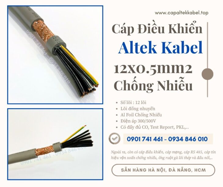 Cáp điều khiển, cáp tín hiệu 12×0.5 chống nhiễu cho thang máy