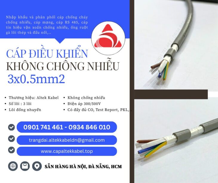 Cáp điều khiển Altek Kabel 3×0.5 không lưới chống nhiễu cho thang máy