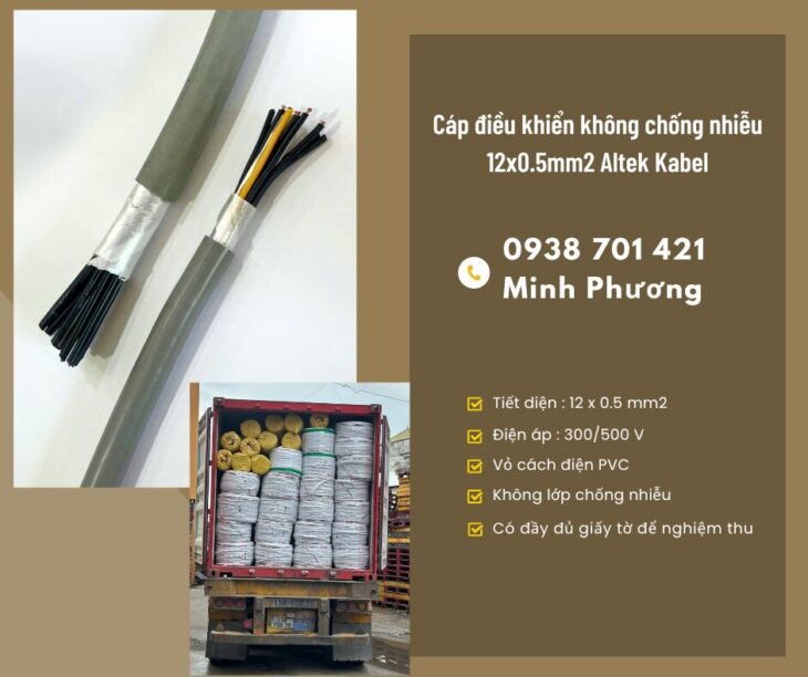 Cáp điều khiển không lưới chống nhiễu 12 lõi 0.5mm2 giá tốt Đà Nẵng, Hồ Chí Minh