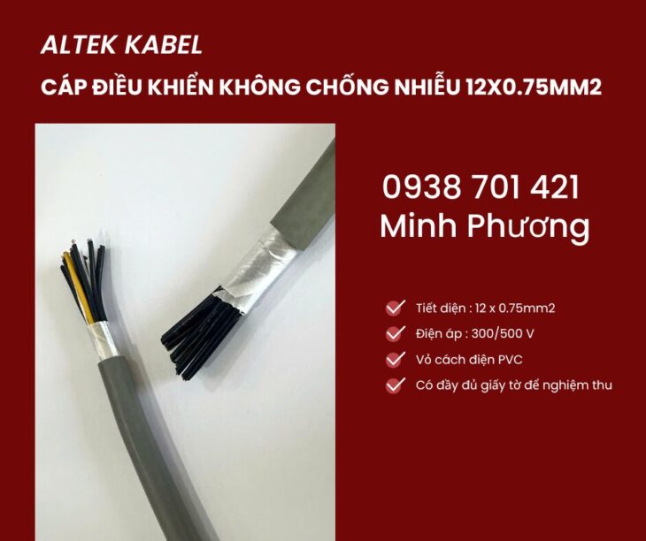 Cáp điều khiển không lưới chống nhiễu 12×0.75mm2 giá tốt Hà Nội, Hải Phòng, Bắc Ninh