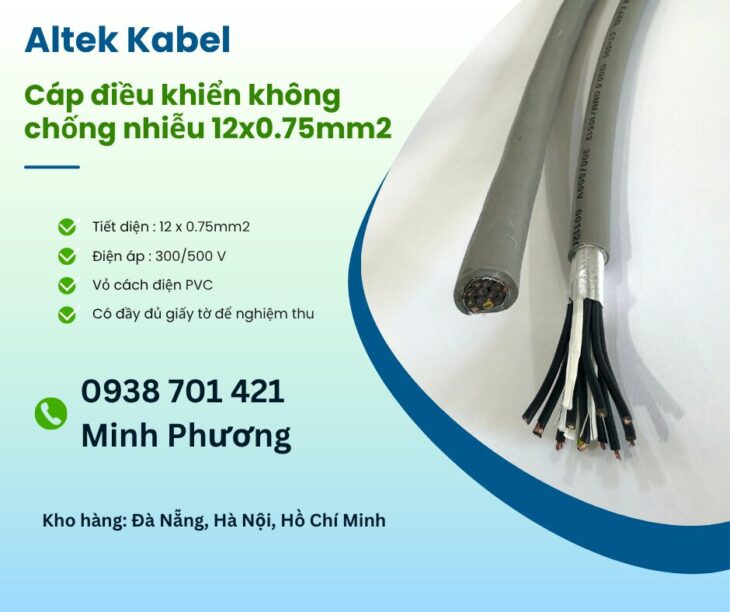 Cáp điều khiển không lưới chống nhiễu 12×0.75mm2 giá tốt Hà Nội, Hải Phòng, Bắc Ninh