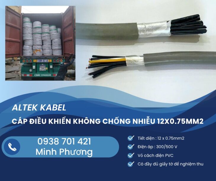 Cáp điều khiển không lưới chống nhiễu 12×0.75mm2 giá tốt Hà Nội, Hải Phòng, Bắc Ninh