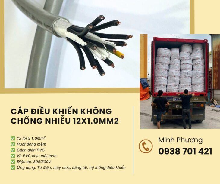 Cung cấp cáp điều khiển 12×1.0mm2 toàn quốc Quảng Ngãi, Bình Định, Phú Yên