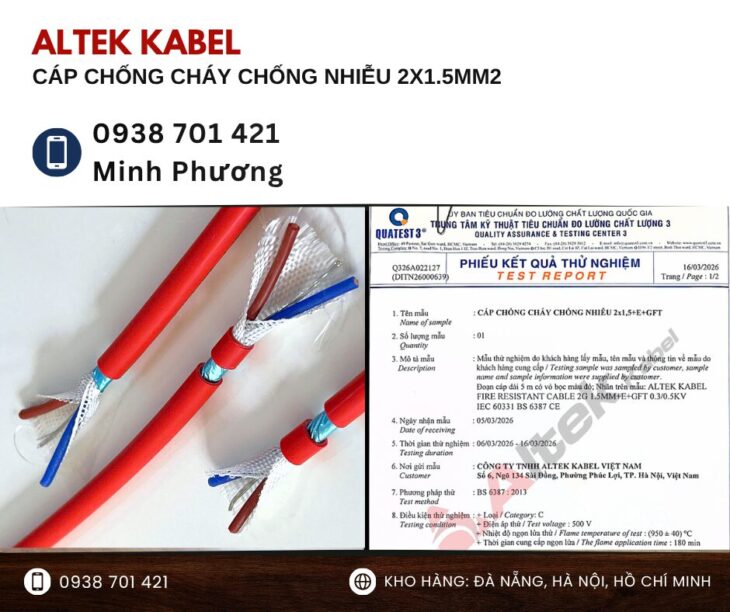 Cáp chống cháy chống nhiễu 2×1.5mm2 giao hàng toàn quốc Đà Nẵng, Huế, Nghệ An
