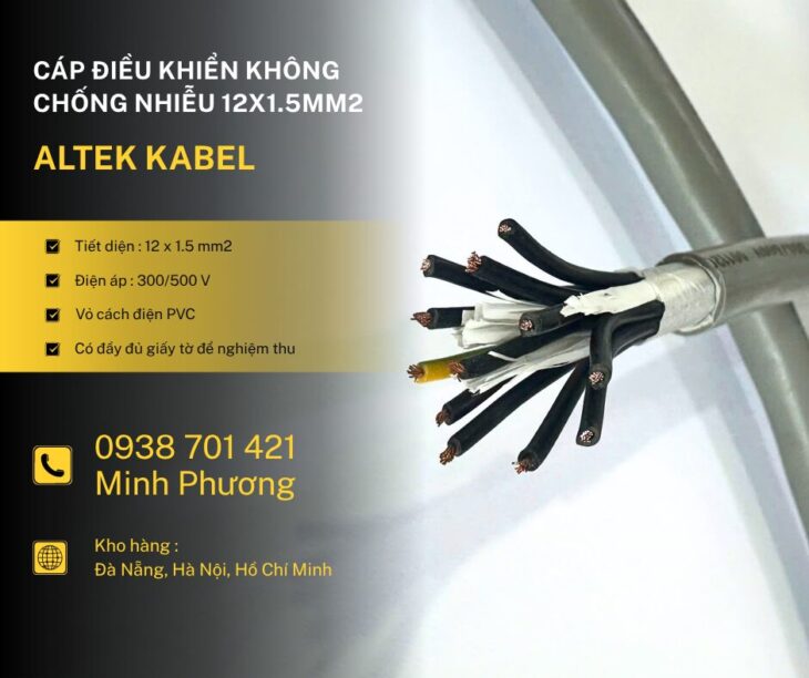 Cáp điều khiển không chống nhiễu 12×1.5mm2 chính hãng Huế, Thanh Hóa, Nghệ An