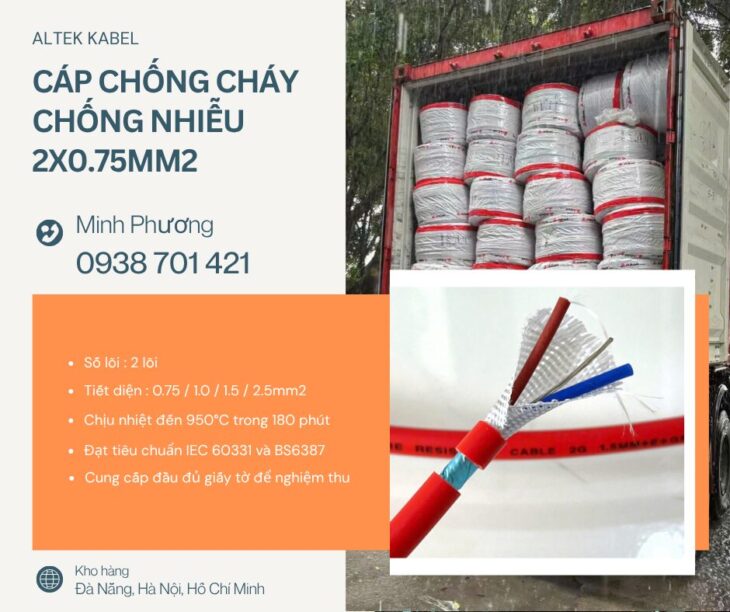 Cáp chống cháy chống nhiễu 2×0.75mm² – Lựa chọn an toàn cho hệ thống PCCC Huế