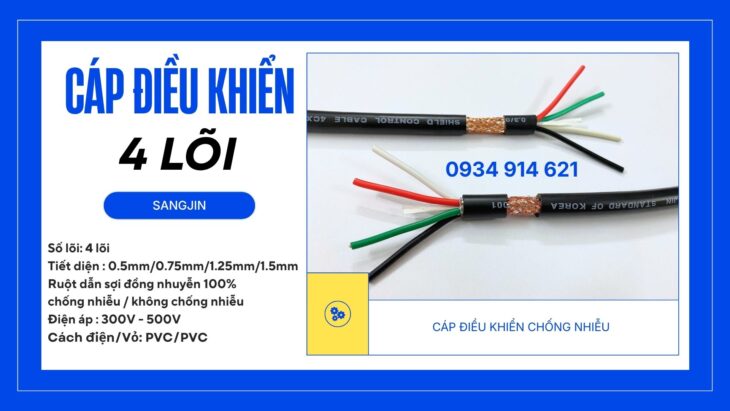 Dây điều khiển Sangjin 4 lõi 4×0.5/4×0.75/4×1.25/4×1.5/4×2.5 – phân phối tại HCM
