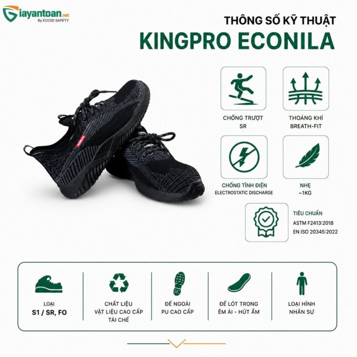 Trải nghiệm thực tế với giày bảo hộ KingPro ECONILA tại môi trường nhà xưởng