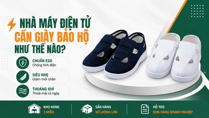 Giày Bảo Hộ Chống Tĩnh Điện Cho Nhà Máy Điện Tử – Tiêu Chí Lựa Chọn Quan Trọng