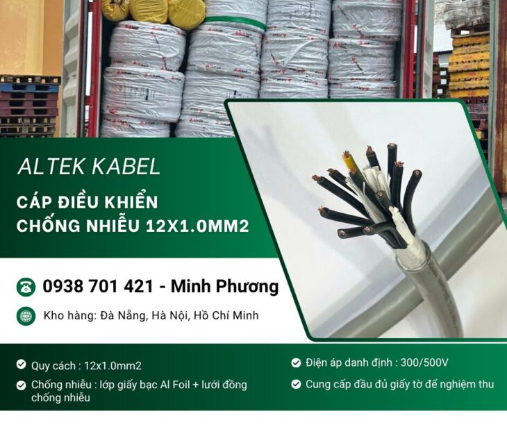 Dây cáp điều khiển có lưới chống nhiễu 12×1.0mm2 Altek Kabel Đà Nẵng, Huế