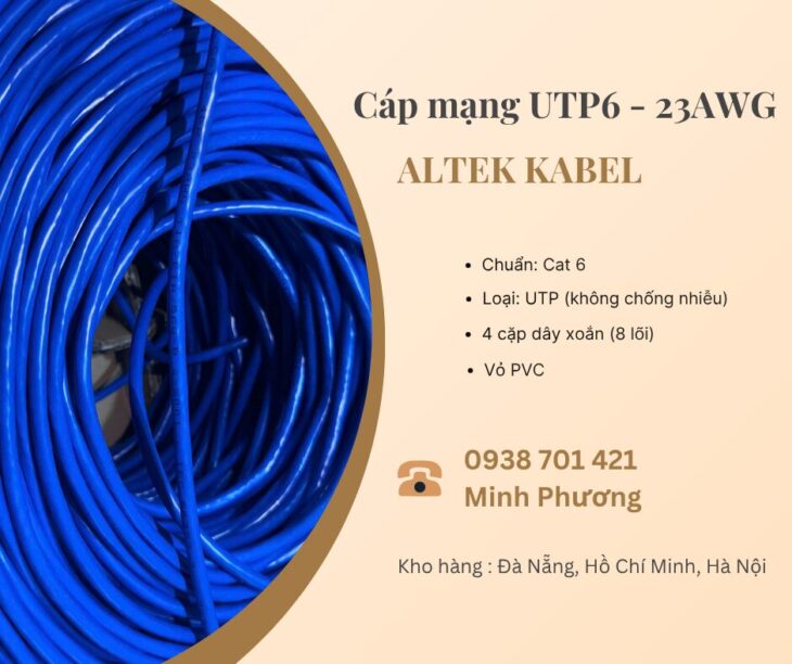 Cáp mạng UTP6 – 23AWG – Giải pháp kết nối mạng ổn định, tiết kiệm chi phí Đà Nẵng
