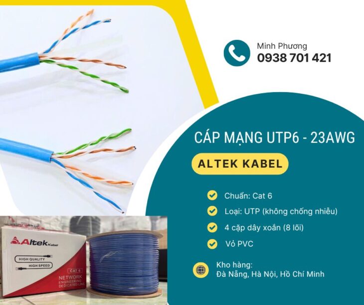 Cáp mạng UTP6 – 23AWG – Giải pháp kết nối mạng ổn định, tiết kiệm chi phí Đà Nẵng