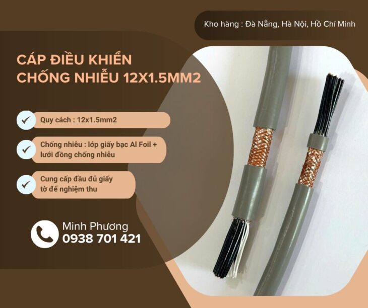 Cáp điều khiển chống nhiễu 12×1.5mm² chính hãng – Sẵn kho Đà Nẵng, Hồ Chí Minh