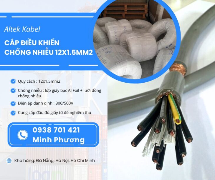 Cáp điều khiển chống nhiễu 12×1.5mm² chính hãng – Sẵn kho Đà Nẵng, Hồ Chí Minh