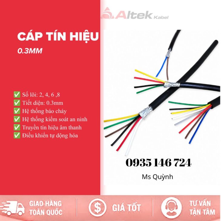 Cáp tín hiệu 2×0.3, 4x.0.3, 6×0.3, 8×0.3 Altek Kabel