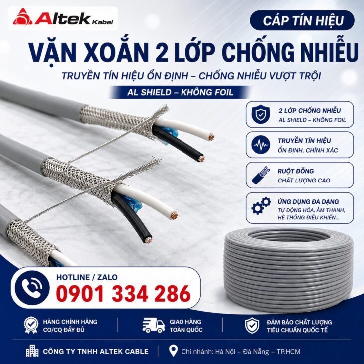 Cáp tín hiệu RS485 2 lớp chống nhiễu Altek Kabel