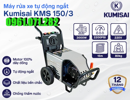 Máy rửa xe Kumisai tự động ngắt KMS 150/3