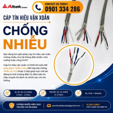 Cáp Tín Hiệu RS485 Chống Nhiễu ALTEK KABEL – Truyền Tín Hiệu Chính Xác, Đồng Nguyên Chất 100%
