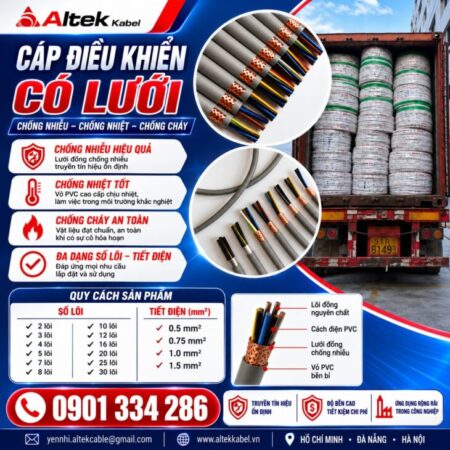 Cáp Điều Khiển ALTEK KABEL Có Lưới Chống Nhiễu 0.5 Đến 1.5mm²