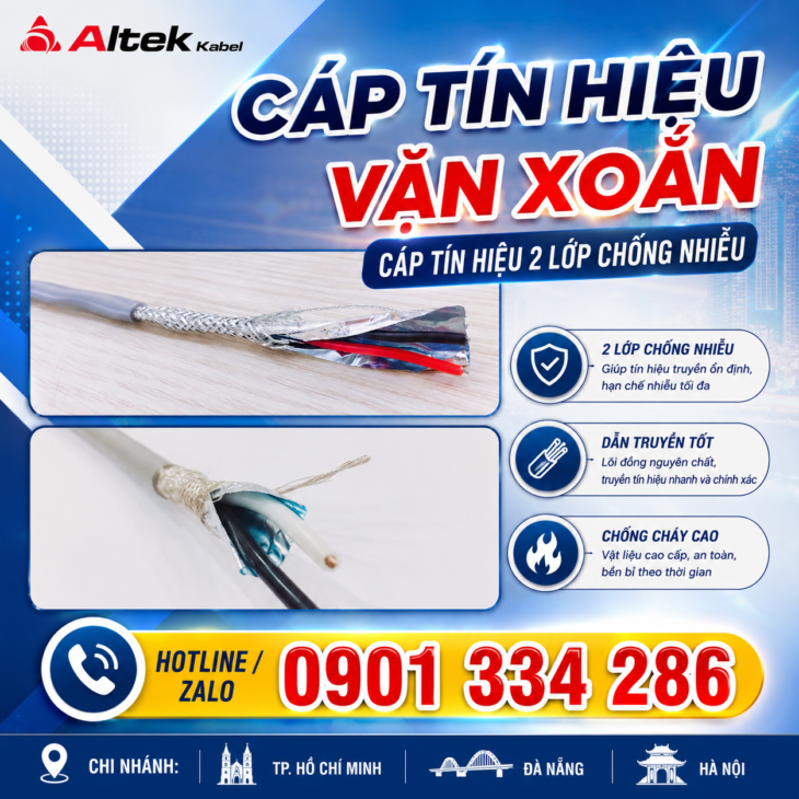 Cáp Tín Hiệu Vặn Xoắn 2 Lớp Chống Nhiễu ALTEK KABEL