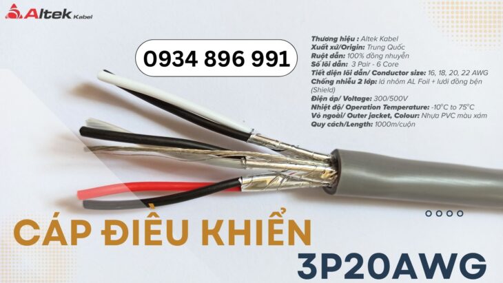 Cáp vặn xoắn 3 Pair 18 AWG – Có sẵn kho Long An, Tiền Giang, Bến Tre