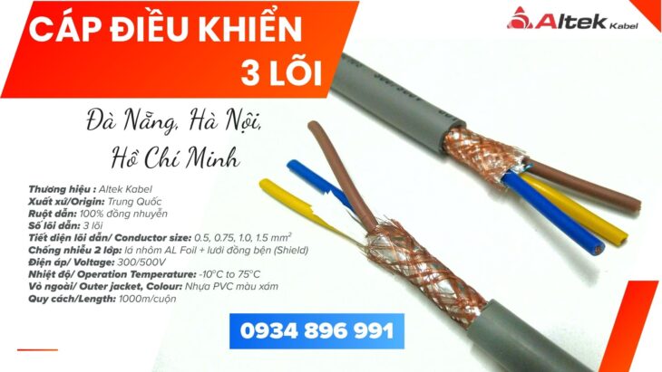 Cáp Điều Khiển 3×0.75 Giao Ngay Khánh Hòa, Gia Lai, Bình Định Cáp Điều Khiển 3×0.75 Giao Ngay Khánh Hòa, Gia Lai, Bình Định
