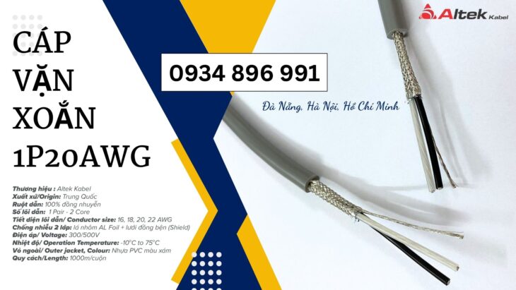 Cáp Vặn Xoắn 1 Pair 20 AWG Chất Lượng Cao – Giao Nhanh Khánh Hòa, Bình Định, Gia Lai