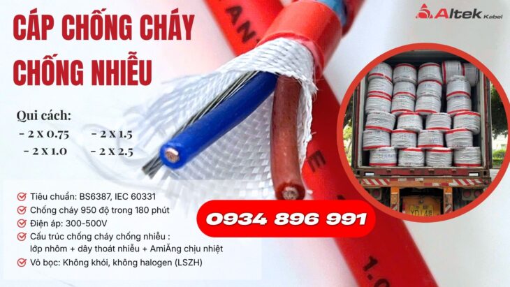 Cáp Chống Cháy Chống Nhiễu 2×1.5 – Sẵn Kho Đà Nẵng, Hà Nội, TP.HCM