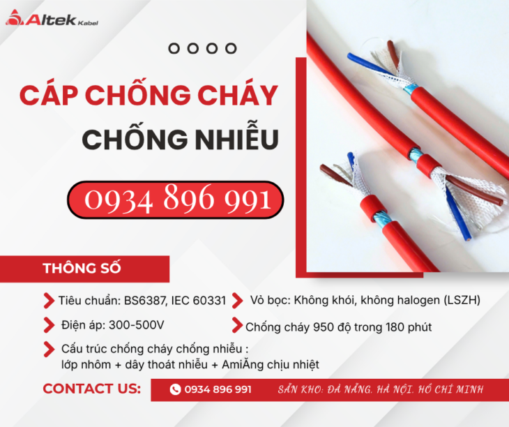 Cáp Chống Cháy Chống Nhiễu 2 X1.0 Đạt Chuẩn Bs6387, Iec 60331 Thanh Hóa, Nghệ An, Hà Tĩnh.