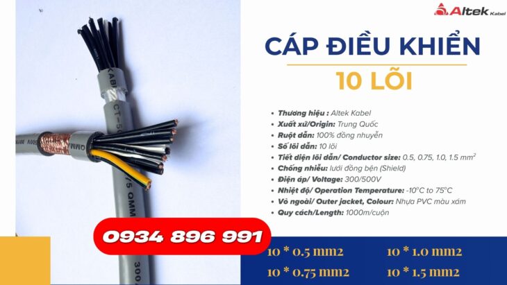Cáp tín hiệu 10×0.75mm² Altek Kabel – Ship nhanh Quảng Ngãi, Bình Định