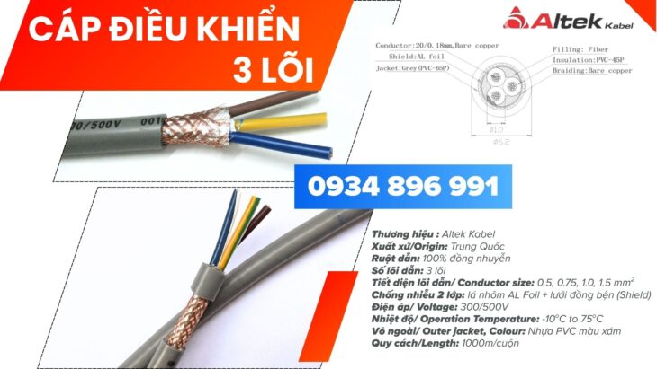 Cáp Điều Khiển 3×0.75 Giao Ngay Khánh Hòa, Gia Lai, Bình Định