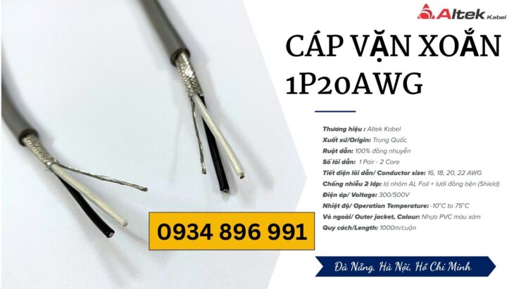 Cáp Vặn Xoắn 1 Pair 20 AWG Chất Lượng Cao – Giao Nhanh Khánh Hòa, Bình Định, Gia Lai