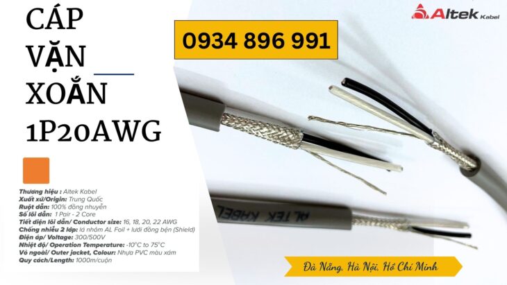 Cáp Vặn Xoắn 1 Pair 20 AWG Chất Lượng Cao – Giao Nhanh Khánh Hòa, Bình Định, Gia Lai