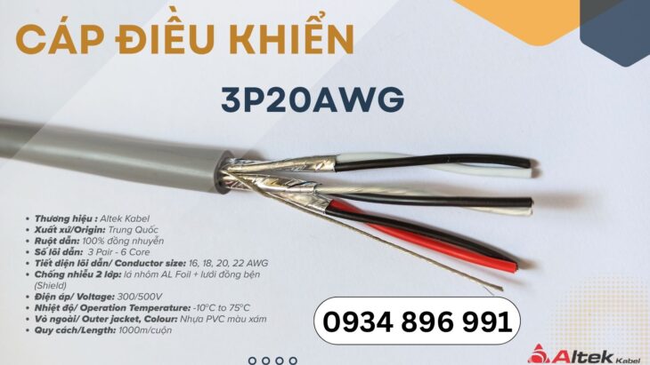 Cáp vặn xoắn 3 Pair 18 AWG – Có sẵn kho Long An, Tiền Giang, Bến Tre