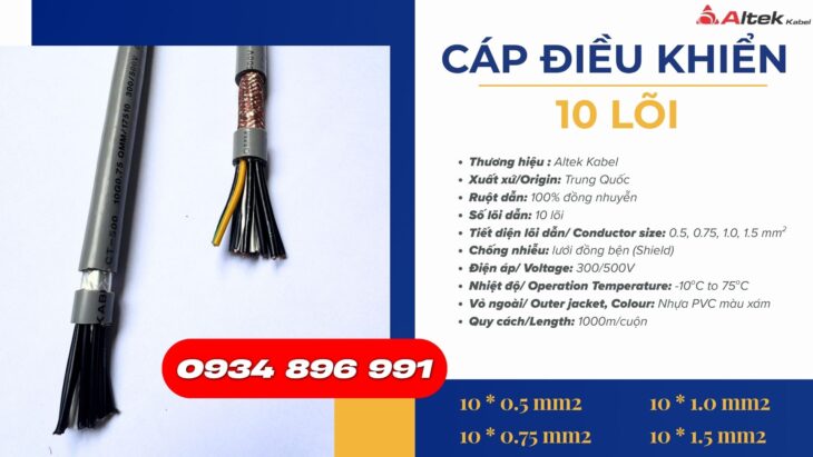 Cáp tín hiệu 10×0.75mm² Altek Kabel – Ship nhanh Quảng Ngãi, Bình Định
