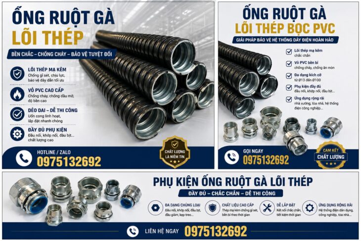 Ống ruột gà lõi thép bọc nhựa PVC – Bảo vệ hệ thống dây điện an toàn, bền bỉ
