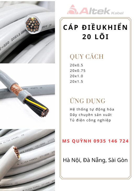 Cáp điều khiển 20×0.75 rvvp Altek Kabel