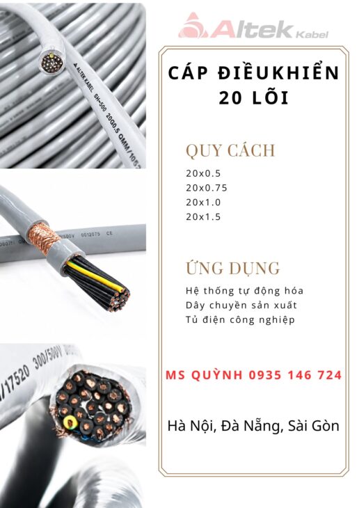 Cáp điều khiển 20×0.75 rvvp Altek Kabel