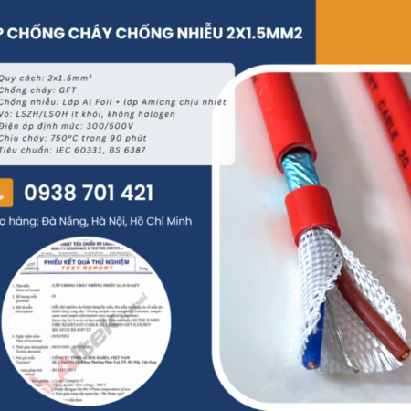 Cáp chống cháy chống nhiễu 2×1.5mm² cho hệ thống PCCC Hồ Chí Minh, Gia Lai