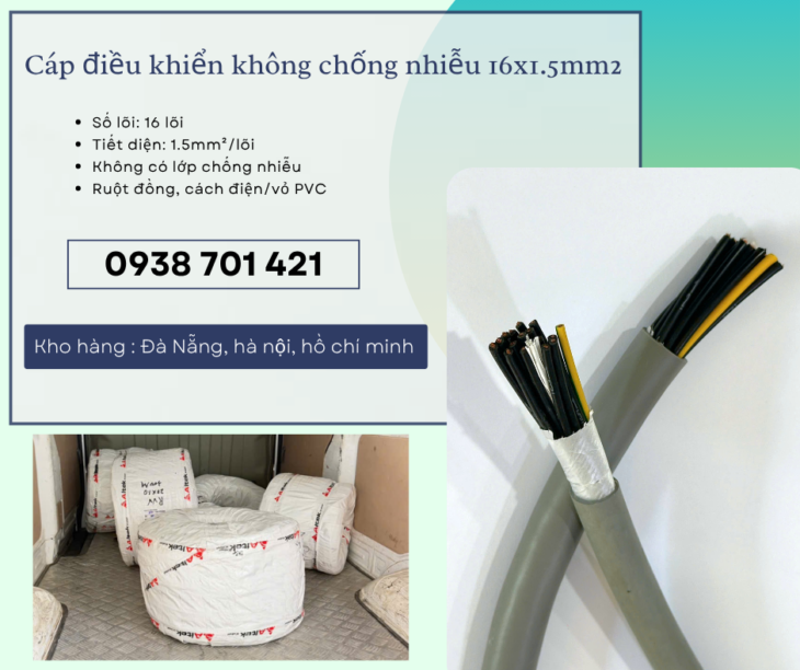 Cáp điều khiển không chống nhiễu 16×1.5mm² Quảng Bình, Quảng Ngãi, Quảng Nam