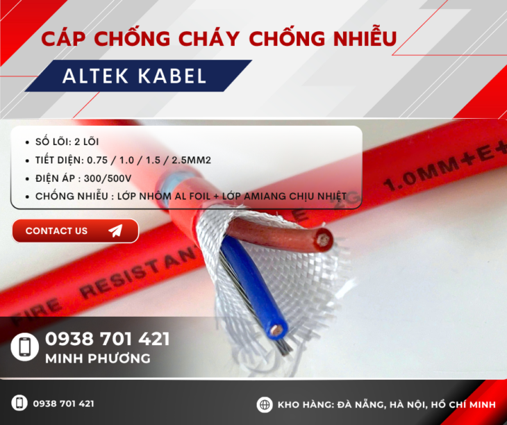 Cáp chống cháy chống nhiễu 2 lõi – Hàng sẵn kho, giao nhanh toàn quốc Đà Nẵng, HN