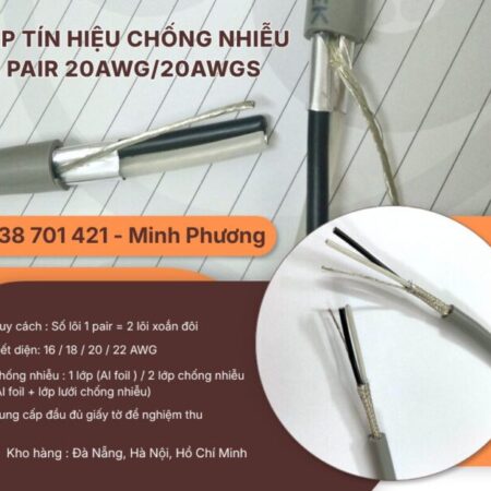 Cáp tín hiệu chống nhiễu 1 Pair 20AWG/20AWGS – Hàng sẵn kho, giá tốt Đà Nẵng, Huế