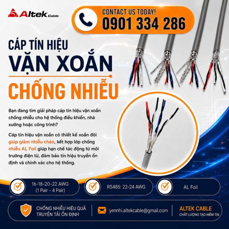 Báo Giá Cáp Tín Hiệu RS485 Chống Nhiễu ALTEK KABEL