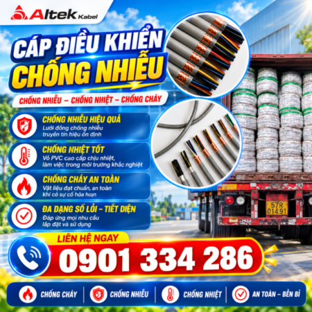 Cáp Điều Khiển Có Lưới Chống Nhiễu 7×0.5mm², 7×0.75mm², 7×1.0mm², 7×1.5mm² ALTEK KABEL
