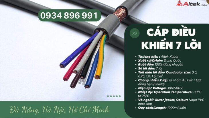 Cáp Điều Khiển 7X0.75 Chống Nhiễu – Cung Cấp Hà Nội, Bắc Ninh, Hưng Yên, Hải Dương