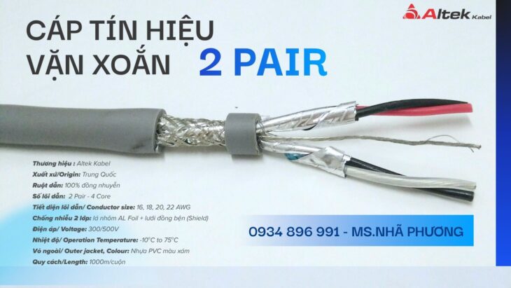 Cáp vặn xoắn 2 Pair 18 AWG – Có sẵn kho Hà Nội, Bắc Ninh, Hưng Yên